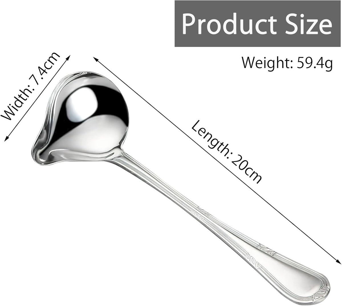 2 pieces - Gravy ladle - Spoon - Spoon with spout - Kitchen sauce ladle - Sauce ladle - Stirring spoon - Soup ladle - Ladle set - Cooking spoon - Serving spoon - Soup ladle - Oil and fat separator - Stainless steel kitchen spoons - for soup, sauce and spi