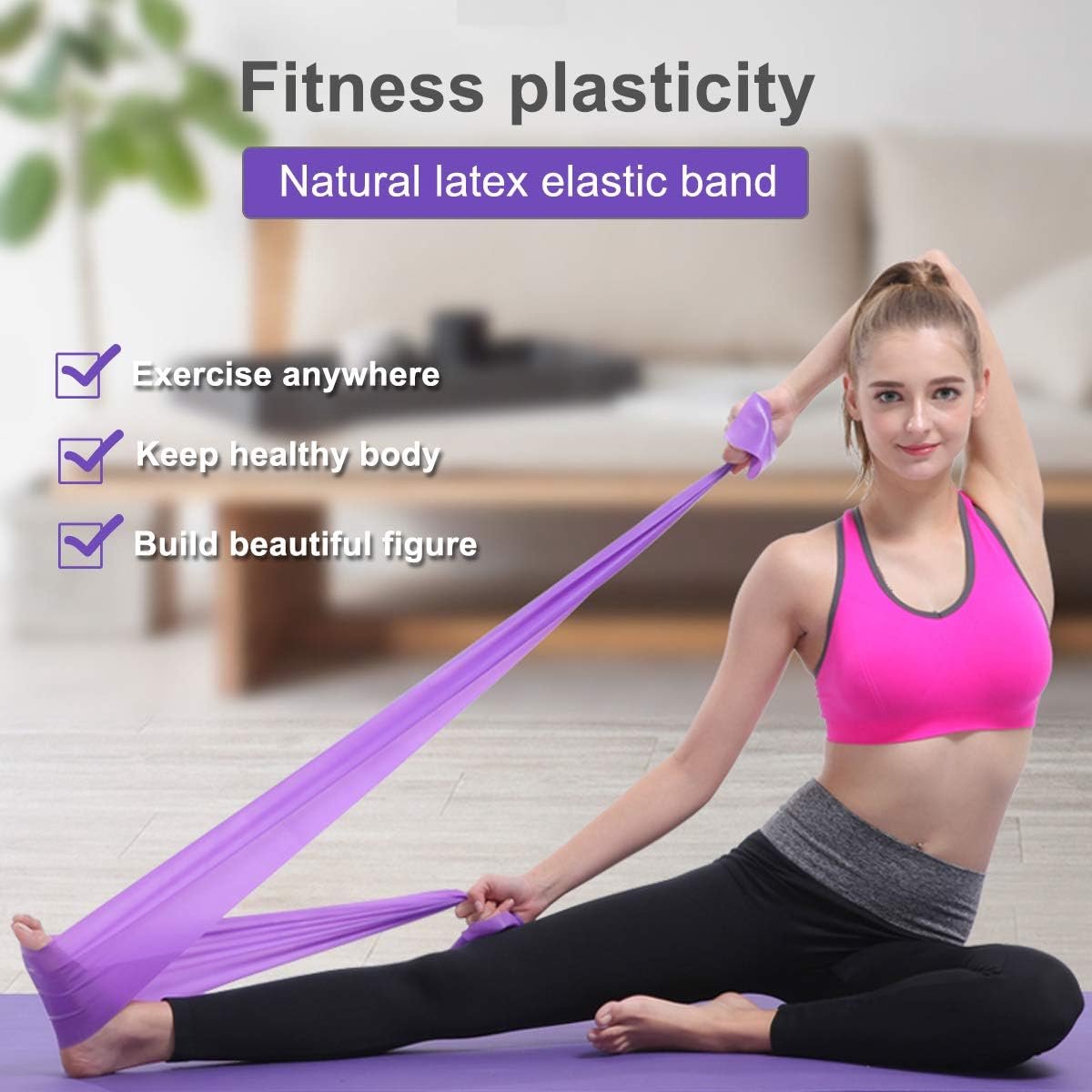 2 pieces - Exercise bands - 1.5 m - Resistance band - Resistance bands - Silicone exercise bands - yoga band - pilates band - sports band - Fitness elastic bands - Fitness equipment - For yoga, pilates, rehabilitation in the gym or at home