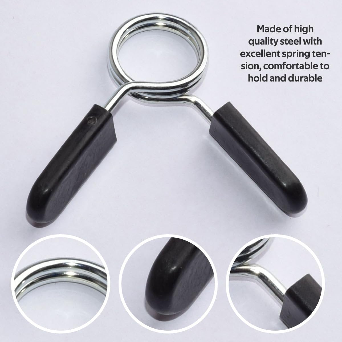 4 pieces - Barbell Clamp - 2.8 cm - Spring Barbell Clamp - Dumbbell Clip - Spring Clips for Weights - Barbell Bars - Clamp Ring - Spring Clips - Locking Clip Ring Bodybuilding - for Weightlifting, Training Barbell, Bars, Plates, Gym - Black