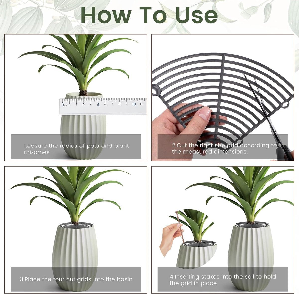 2 pieces - plant pot cover - 30 cm - Flowerpot grid - planter cover set - plantpot grid bottom protectors - with 16 posts - plant covers - for indoor and outdoor gardening - plant protectors - keeps cats and squirrels out of the flowerpot - black