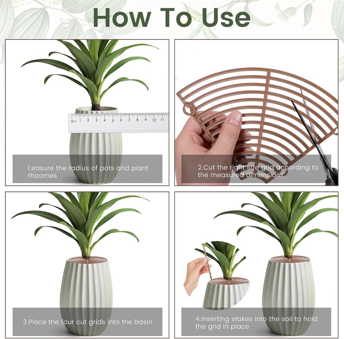 2 pieces - plant pot cover - 30 cm - Flowerpot grid - planter cover set - plantpot grid bottom protectors - with 16 posts - plant covers - for indoor and outdoor gardening - plant protectors - keeps cats and squirrels out of the flowerpot - brown