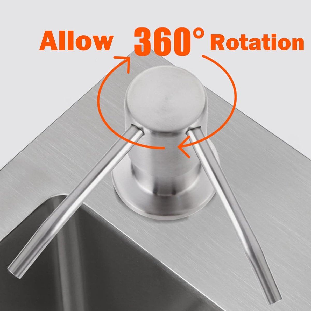 Soap Dispenser - 300 ml - Kitchen Detergent Dispenser - Sink Soap Dispenser - Stainless Steel Kitchen Detergent Dispenser - Refillable Soap Dispenser - With 360° Rotating Pump - Kitchen Accessories - Silver