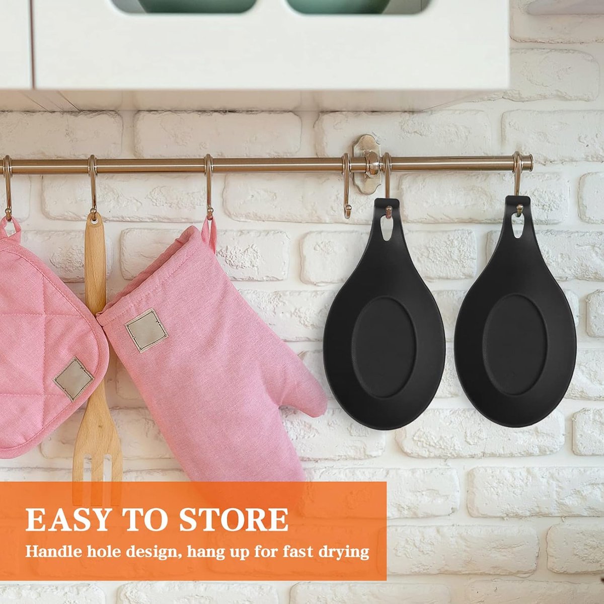 2 pieces - Spoon holder - Spoon rest - Spoon mat - Kitchen spoon holder - Kitchen utensil holder - Kitchen utensils - multifunctional spoon holder - for storing spatulas, ladles and cutlery - for kitchen, home, dining room - 20*10 cm - black
