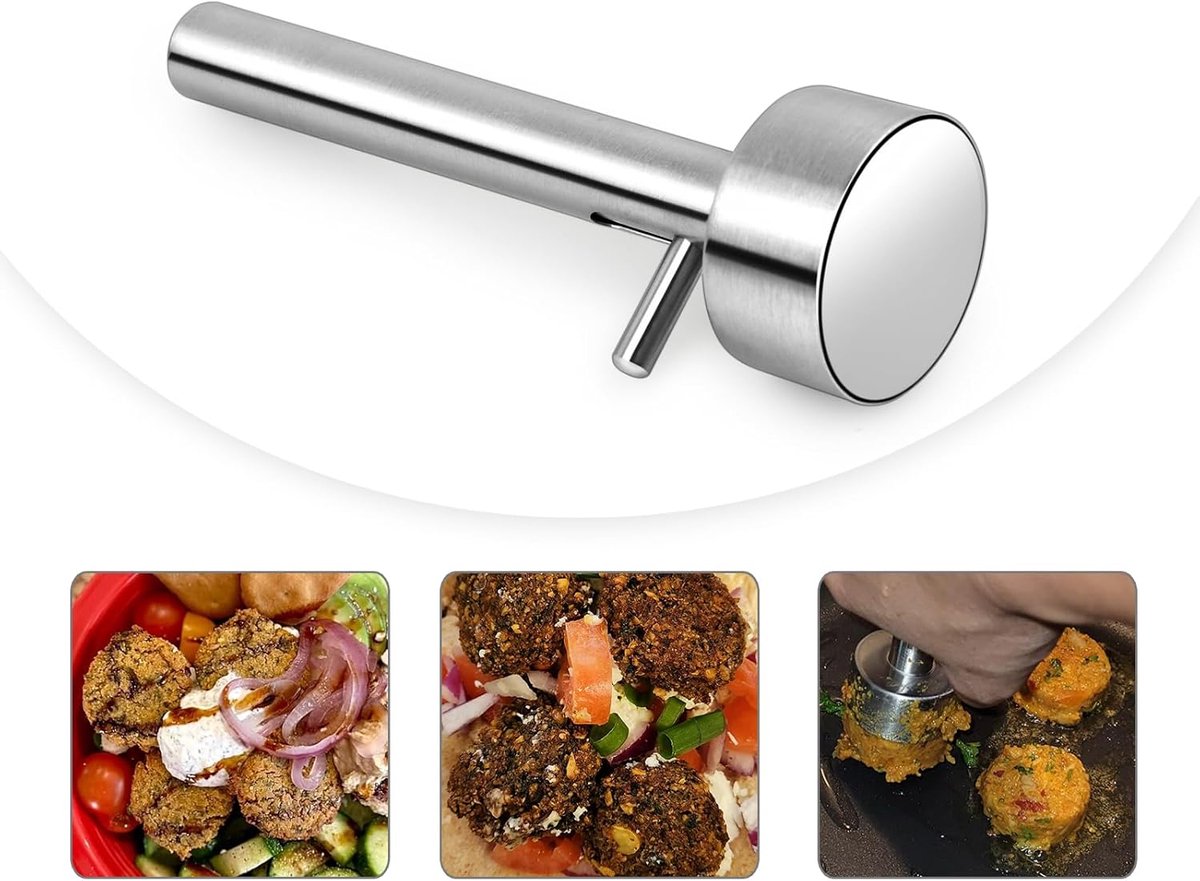 Falafel Scoop - Falafel Portioning Device - Falafel Make - Burger Maker - Meatball Scoop - Stainless Steel Falafel Scoop - Kitchen Utensils - Non-stick Mold - for falafel balls, meatballs - 4.2*13.5 cm - Silver