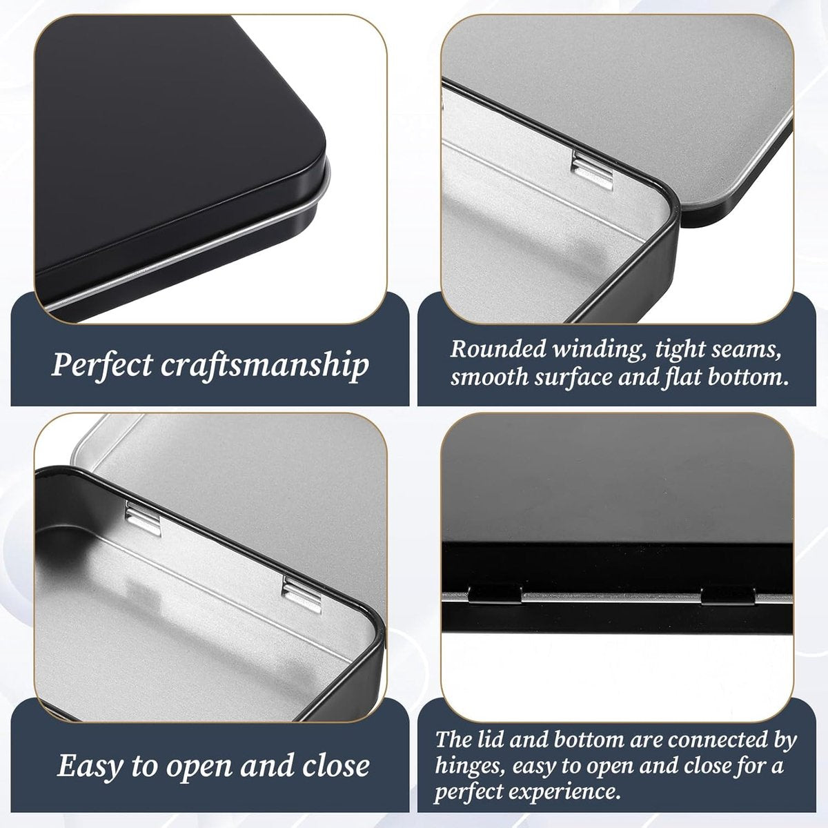3 pieces - Iron box - Storage box - Portable box - storage box - jewelry box - metal hinged boxes - mini storage box with lids - for storing pins, candy, jewelry, craft supplies - 80*53*18mm - black