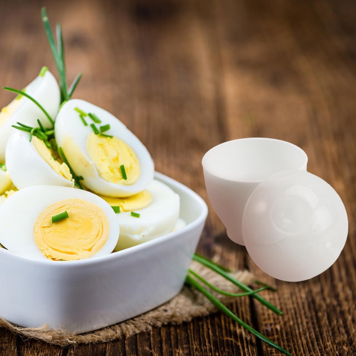 4 pieces - microwave egg cooker - egg cooker - making non-stick eggs and scrambled eggs - for instant breakfast - PP plastic steam cups - 6.5 x 9.5 cm - kitchen utensils - non-stick coating - for home kitchen - white
