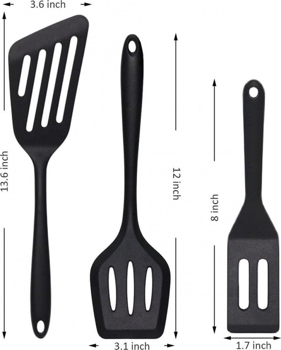 Spatulas - 3 pieces - Spatula Silicone - BPA free - Non-stick coating Silicone Cooking Utensil Set, Slotted spatula, heat resistant spatula, fish spatula, spatula kitchen utensils, for coated pots - Non-stick