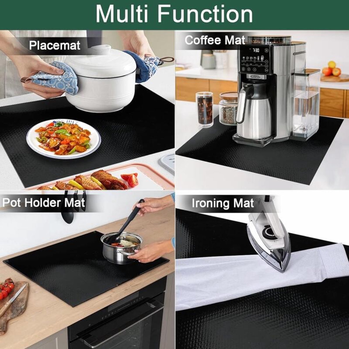 Induction protector - Induction mat - Silicone - Fiberglass - Hob cover - Induction hob protection mat - Protective plate - Induction hob protective mat - Kitchen accessories - Suitable for induction hob - 53*61cm - Black