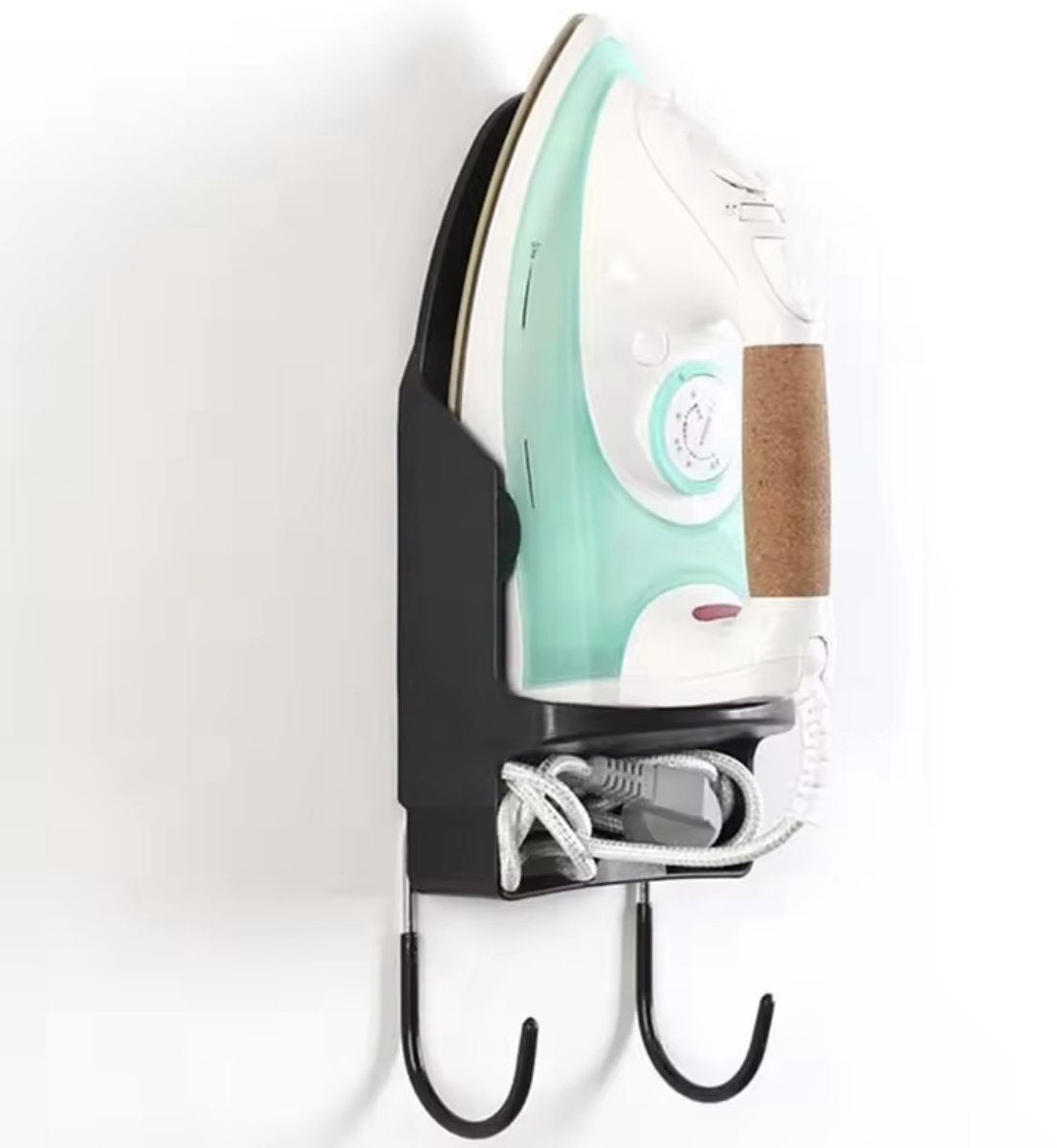 Ironing board holder - Hanging system for your ironing board AND iron - simple ironing board holder - black - plastic - Ironing board holder - Wall-mounted ironing board holder
