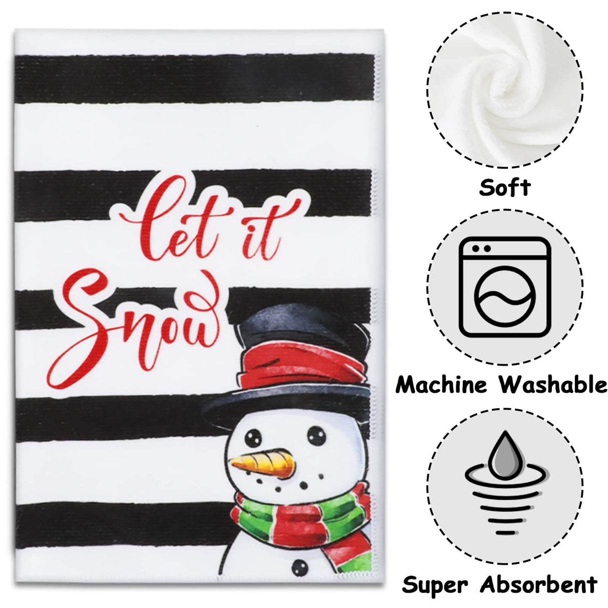 Christmas Kitchen Towels Set of 4, 18x26 inch Dishcloth for Drying Dishes