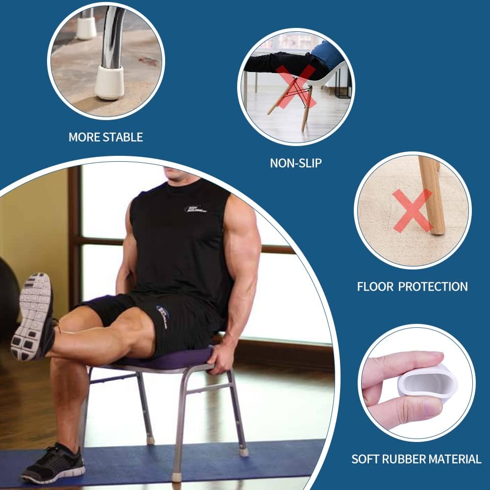 Chair Leg Tips Caps, 1 Inch Non Slip Rubber Bar Stool Caps 16 Pcs Furniture Feet Covers for Floor Protection, White inches