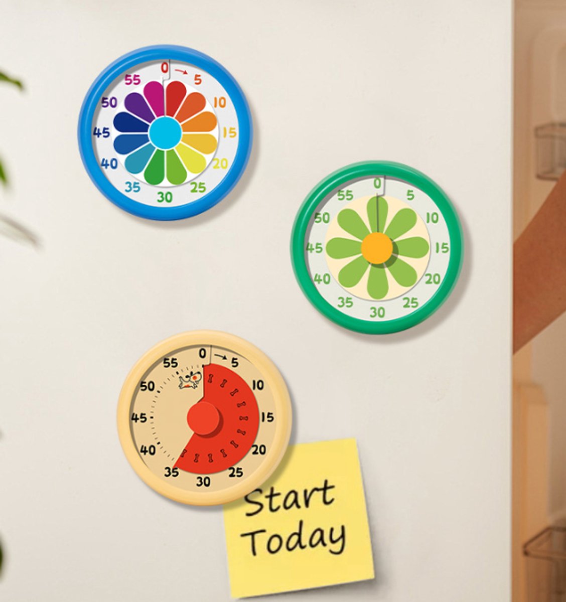 Kitchen Timer - Kitchen Timer - Timer - Digital Kitchen Timer - Child-Friendly Visual Mechanical Timer - Magnetic Sticker Timer - Rainbow Pattern