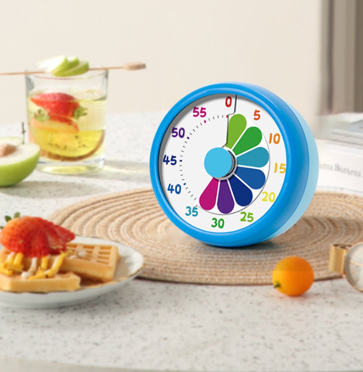 Kitchen Timer - Kitchen Timer - Timer - Digital Kitchen Timer - Child-Friendly Visual Mechanical Timer - Magnetic Sticker Timer - Rainbow Pattern