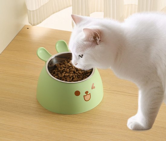 Cat Litter Box - Cat Food Bowl - Non-Slip Design - Pet Food Bowl - Plastic and Stainless Steel Design - Suitable for Cats and Small Dogs - Pink