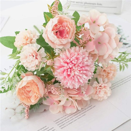 Artificial Flowers - Plastic Flower Arrangements - Valentine's Day Decorations - Sustainable Home Decor for Weddings, Living Rooms and Dining Tables (Pink)