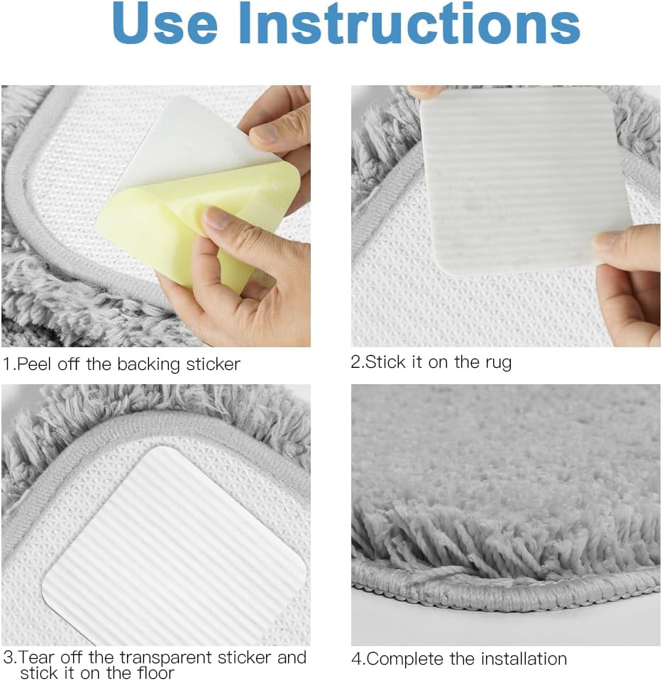 Rug Stoppers Square - Set of 4 - 10 x 10 cm - Anti-Slip Pads for Carpet - Washable & Reusable - White