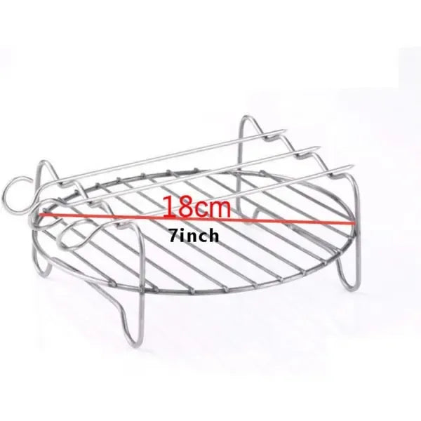 8 Inch Stainless Steel Air Fryer Accessory Rack Set with Double Layer Stand and Skewers, Compatible with Philips XL Air Fryers