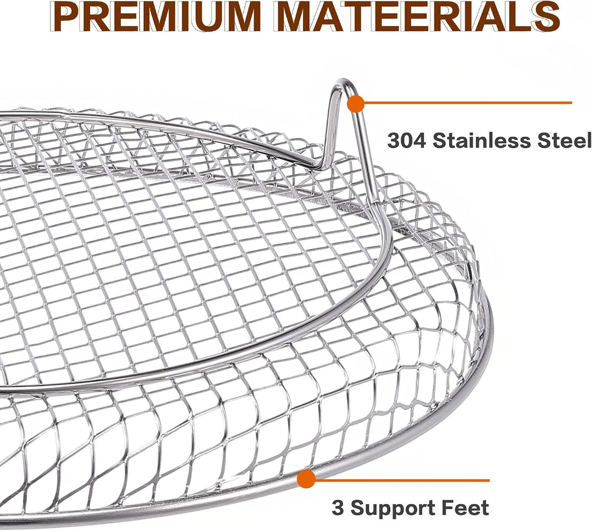 3 Tier Round Stainless Steel Air Fryer Rack with Stackable Mesh Layers for Baking, Drying and Crisp Cooking in Ovens and Air Fryers