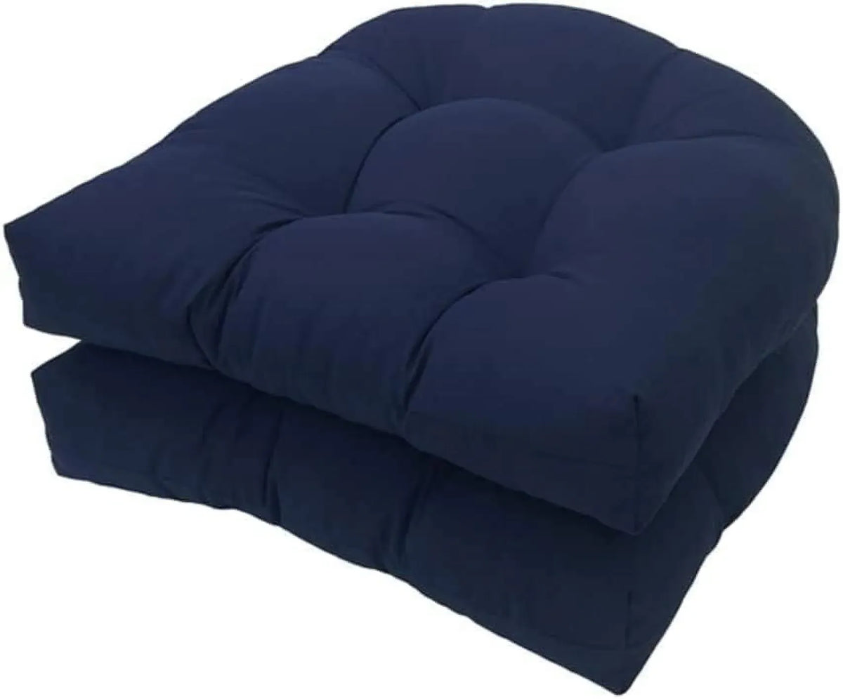 Outdoor Chair Seat Cushions 2 Pack, Waterproof Thickened Tufted U Shaped Patio Chair Cushions for Patio Furniture, Navy Blue 18 x 18 Inch