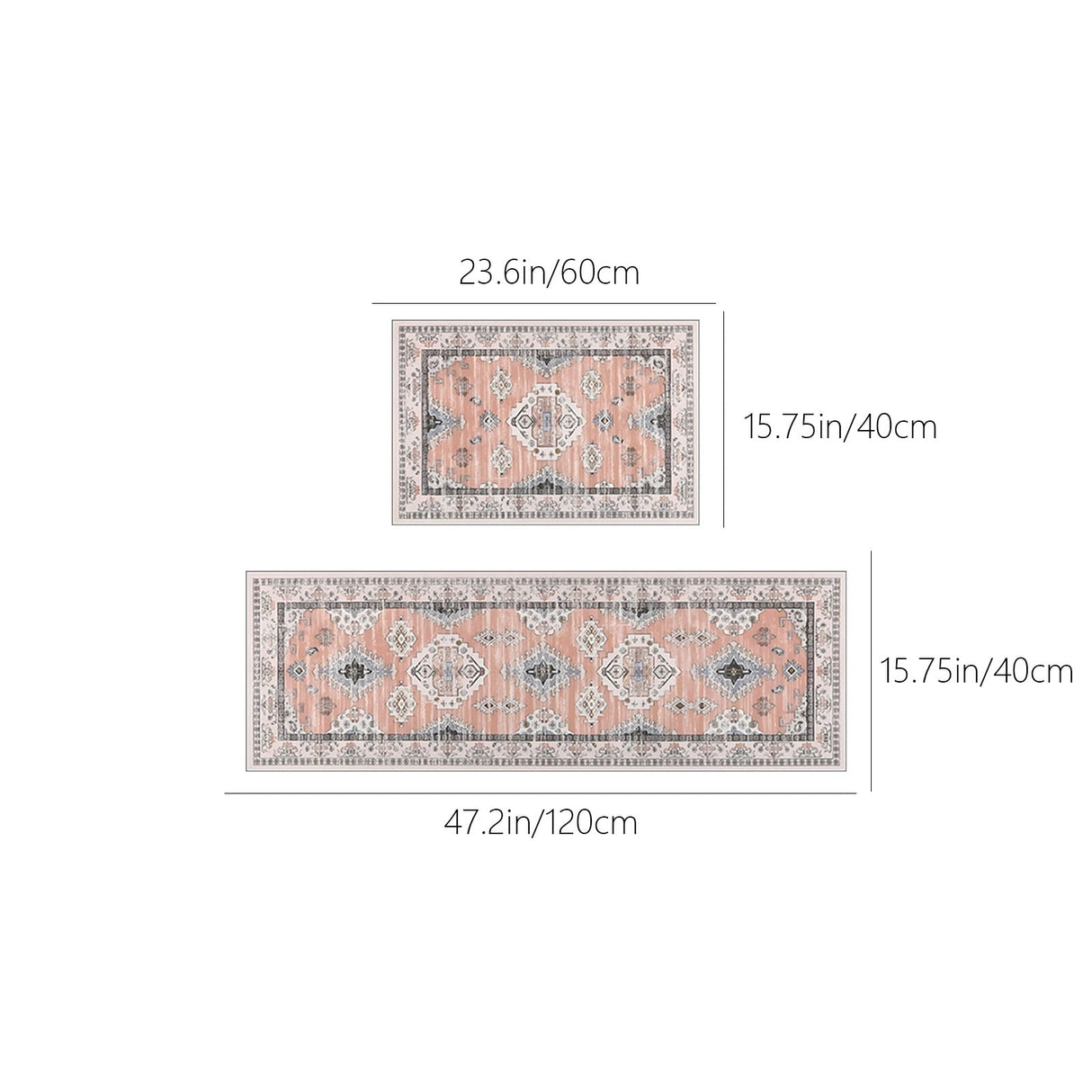 Tyidzon Kitchen Mats for Floor Set of 2 Pcs, Cushioned Non Slip Kitchen Rugs for Kitchen Floor, Absorbent Runner Comfort Standing Mats Washable for Kitchen, Office, Home (15"x47"+15"x23") Orange,Blue#1