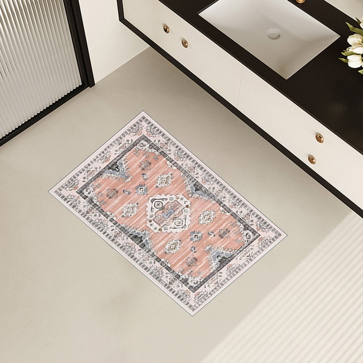 Tyidzon Kitchen Mats for Floor Set of 2 Pcs, Cushioned Non Slip Kitchen Rugs for Kitchen Floor, Absorbent Runner Comfort Standing Mats Washable for Kitchen, Office, Home (15"x47"+15"x23") Orange,Blue#1