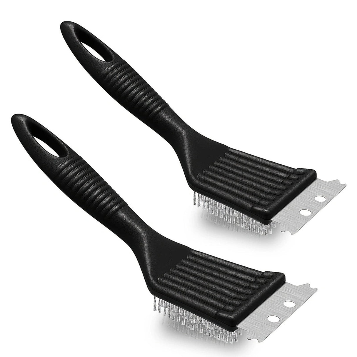 Tyidzon 2Pc Grill Brush and Scraper, 2-In-1 Stainless Steel Scraper, Grill Brush Extra Strong BBQ Cleaner Accessories Heavy Duty Barbecue Grill Cleaning Brush Cleaner 8 Inch Black