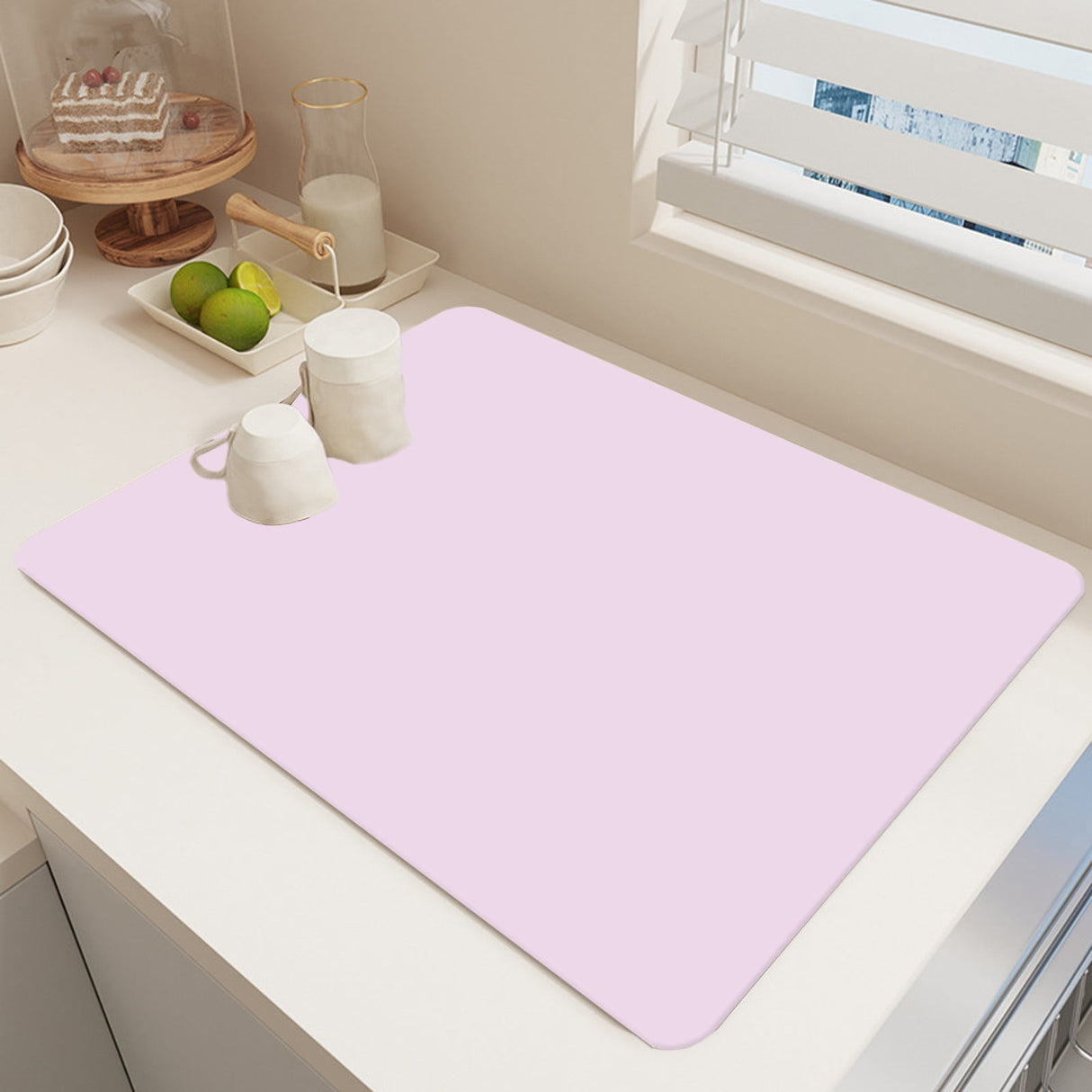 Clearance Under $1 Boovnll Dish Drying Mat, 12x16" High Absorbent & Soft Dish Drainer, Diatomite Drying Matt Kitchen Counter for Kitchen Countertops, Sinks, Draining Racks, Drying Mat Pink