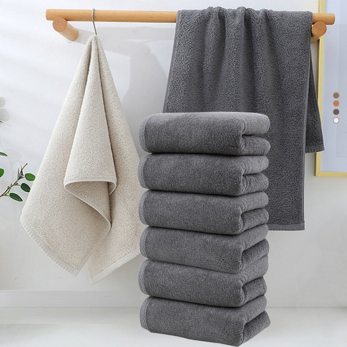 Clearance! PALIFEUR 6 Pcs Cotton Towels Soft Bath Towels, Highly Absorbent Towels for Bathroom Kitchen Gym, Quickly-Dry Towel Set, 13x30 Inch Black