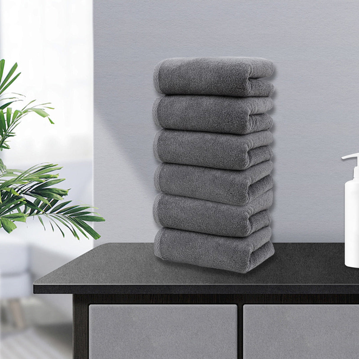 Clearance! PALIFEUR 6 Pcs Cotton Towels Soft Bath Towels, Highly Absorbent Towels for Bathroom Kitchen Gym, Quickly-Dry Towel Set, 13x30 Inch Black