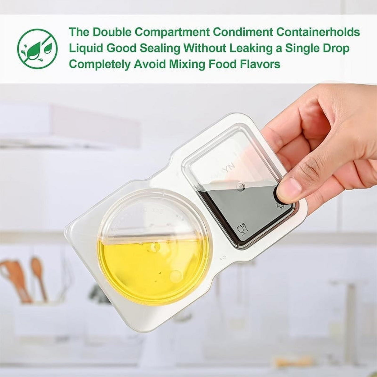PALIFEUR 5 PCS Snack Containers Disposable Double Compartment Plastic Container, Reusable Snack Containers with Lids Travel Mini Snack Pack Containers for Condiments, Candy, Dip 20pc