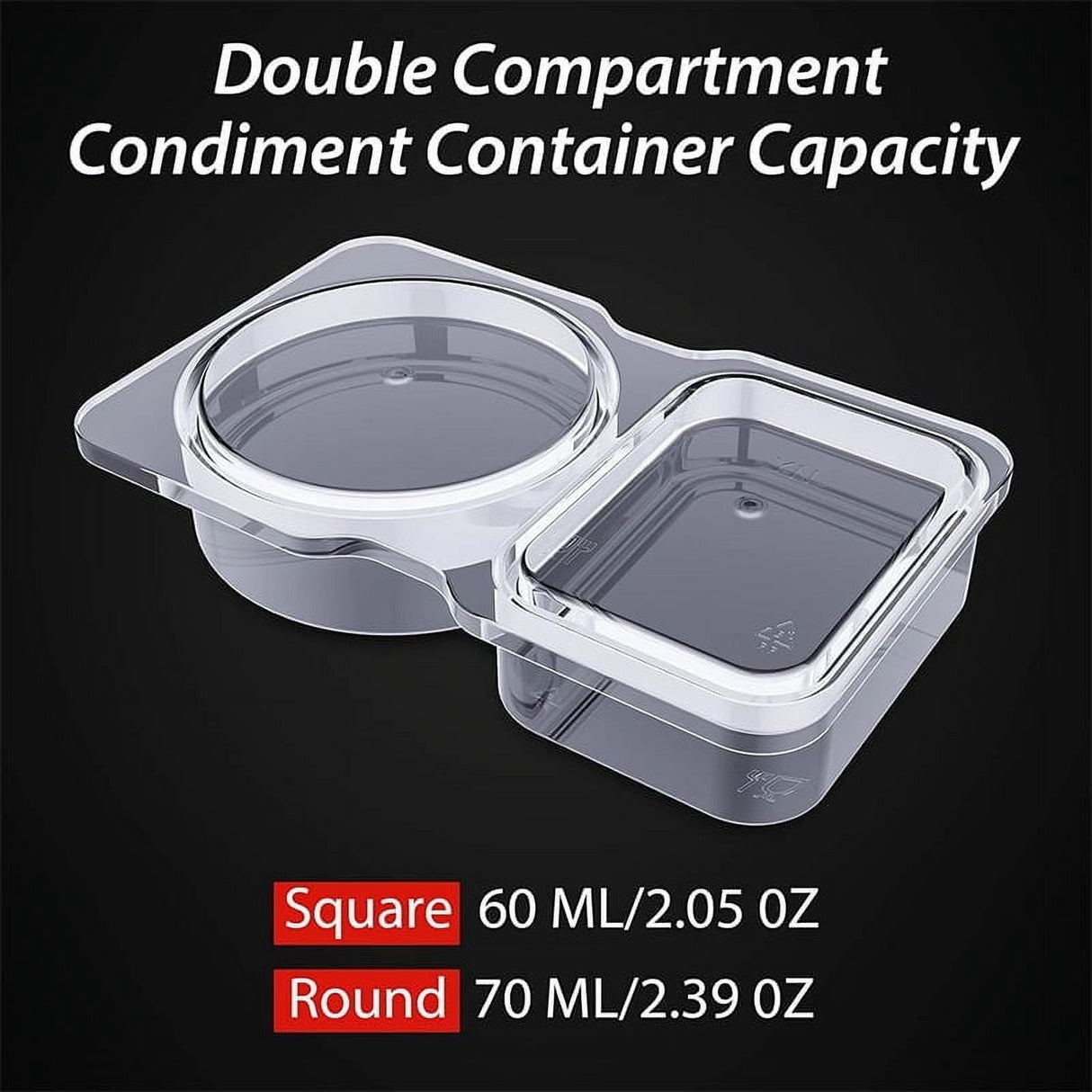 PALIFEUR 5 PCS Snack Containers Disposable Double Compartment Plastic Container, Reusable Snack Containers with Lids Travel Mini Snack Pack Containers for Condiments, Candy, Dip 20pc