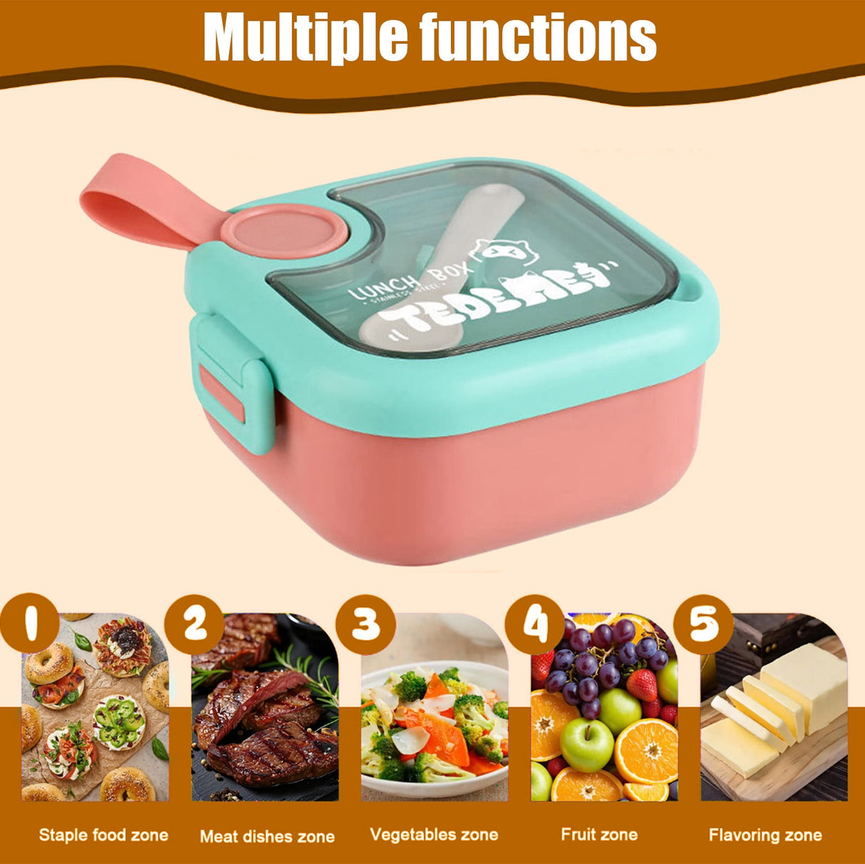Xuniizn Bento Box Adult Lunch Box, Containers for Adults Men Women, Lunchable Food Container with Utensils, Sauce Jar, Muffin Liners, Microwave & Dishwasher Safe Pink#2