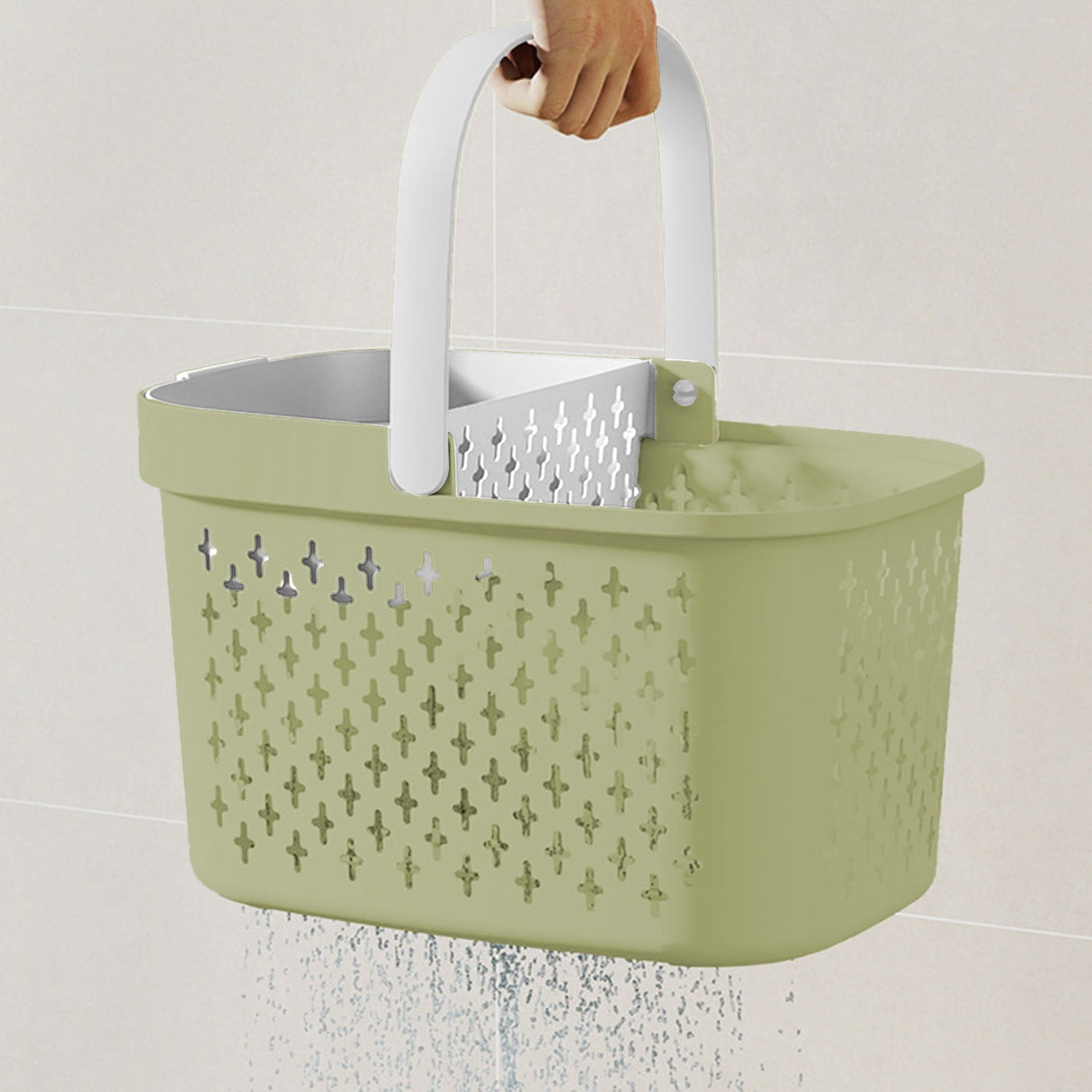 Xuniizn Plastic Shower Caddy Portable Bucket, Cleaning Shower Basket with Handle Compartments Storage Organizer for Bathroom Kitchen College Dorm Sink E
