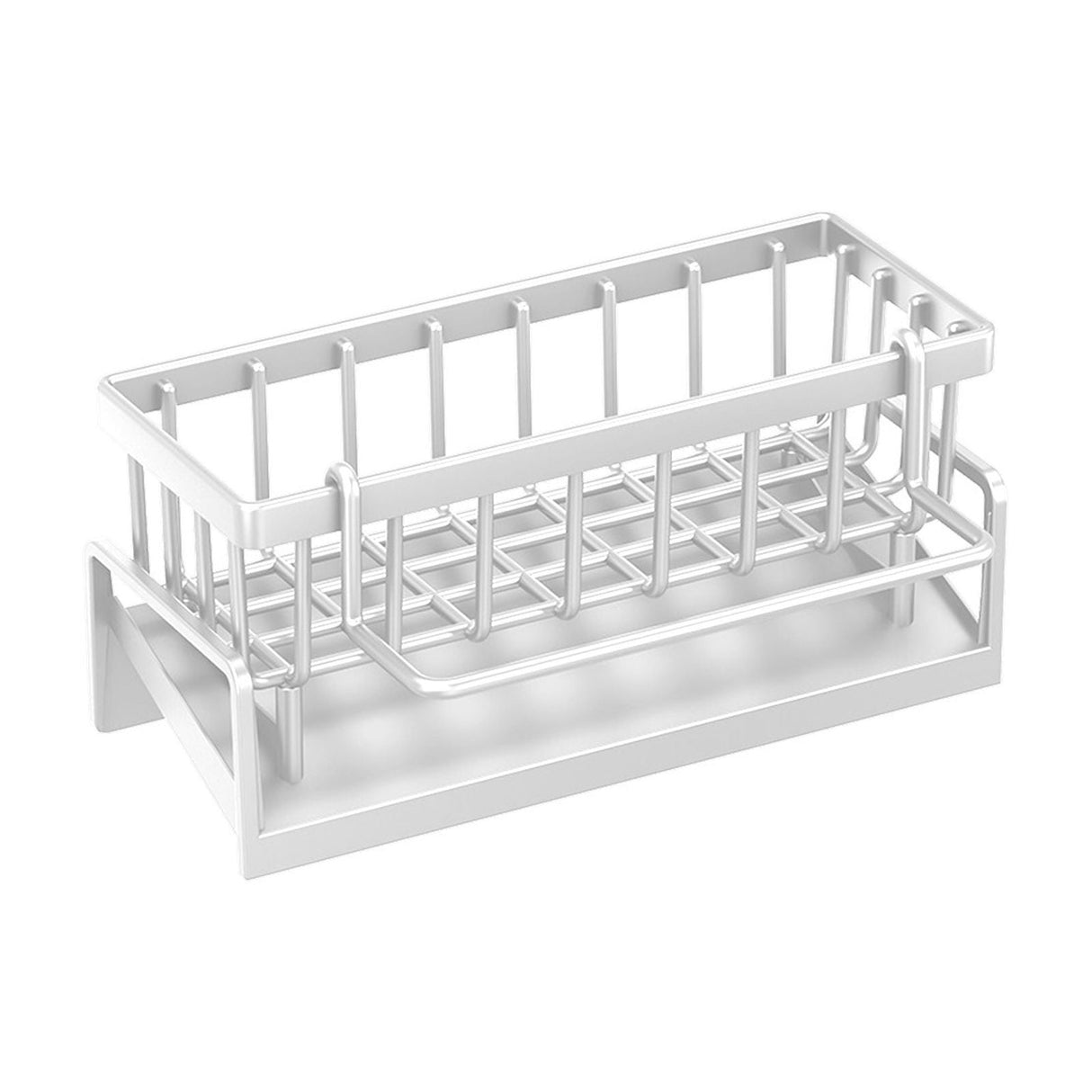 PALIFEUR Sponge Holder for Kitchen Sink, Kitchen Sink Organizer Rustproof 304 Stainless Steel Detachable Dishcloth Rack Sink Caddy, Kitchen Sponge Holder Bathroom Organizer Brush Holder Storage White
