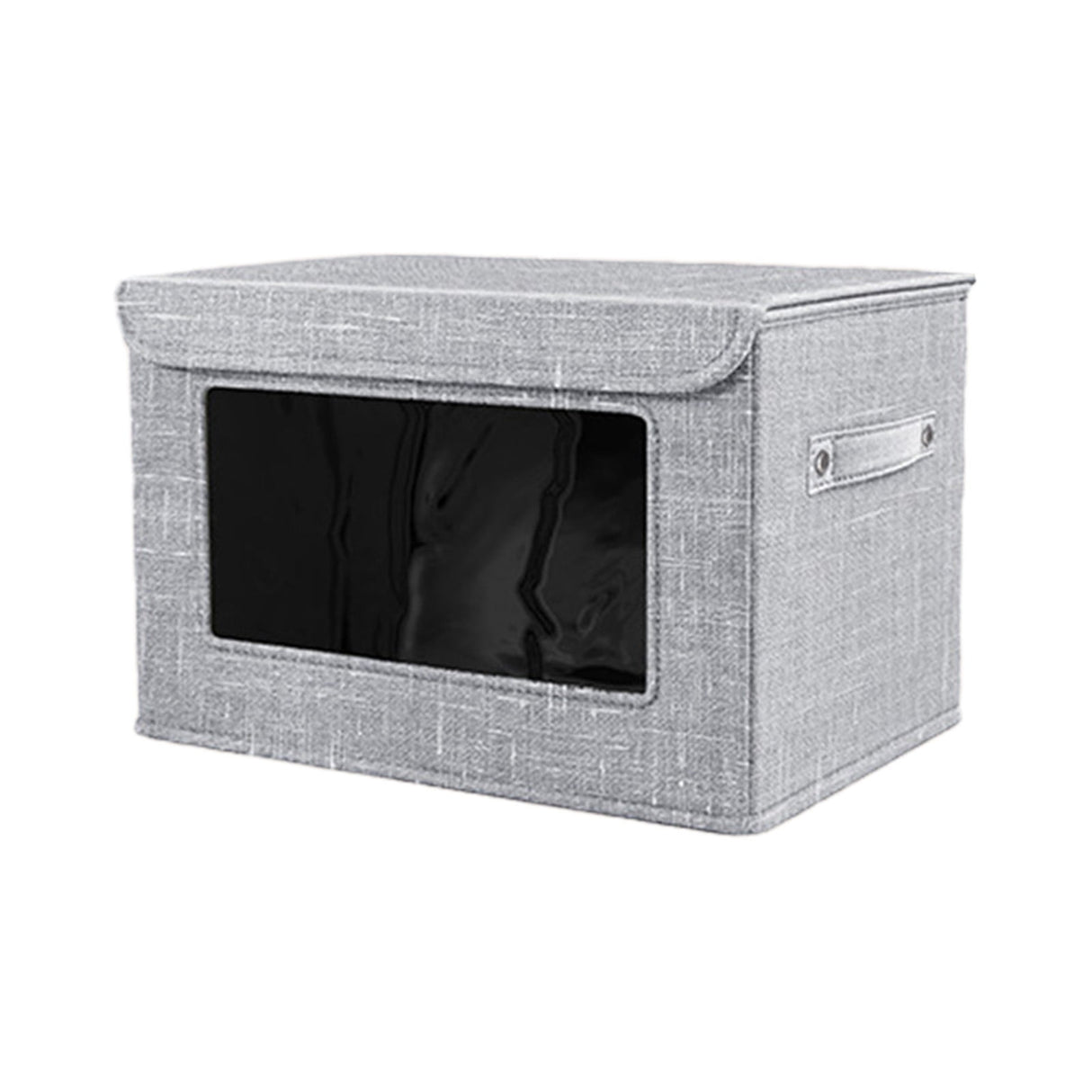 Wzzjkit Clothes Storage Bins, Foldable Storage Bin for Clothes, Clothing Storage Bins with Lid, Linen Storage Box with Clear Window& Zippers& Sturdy Handles L