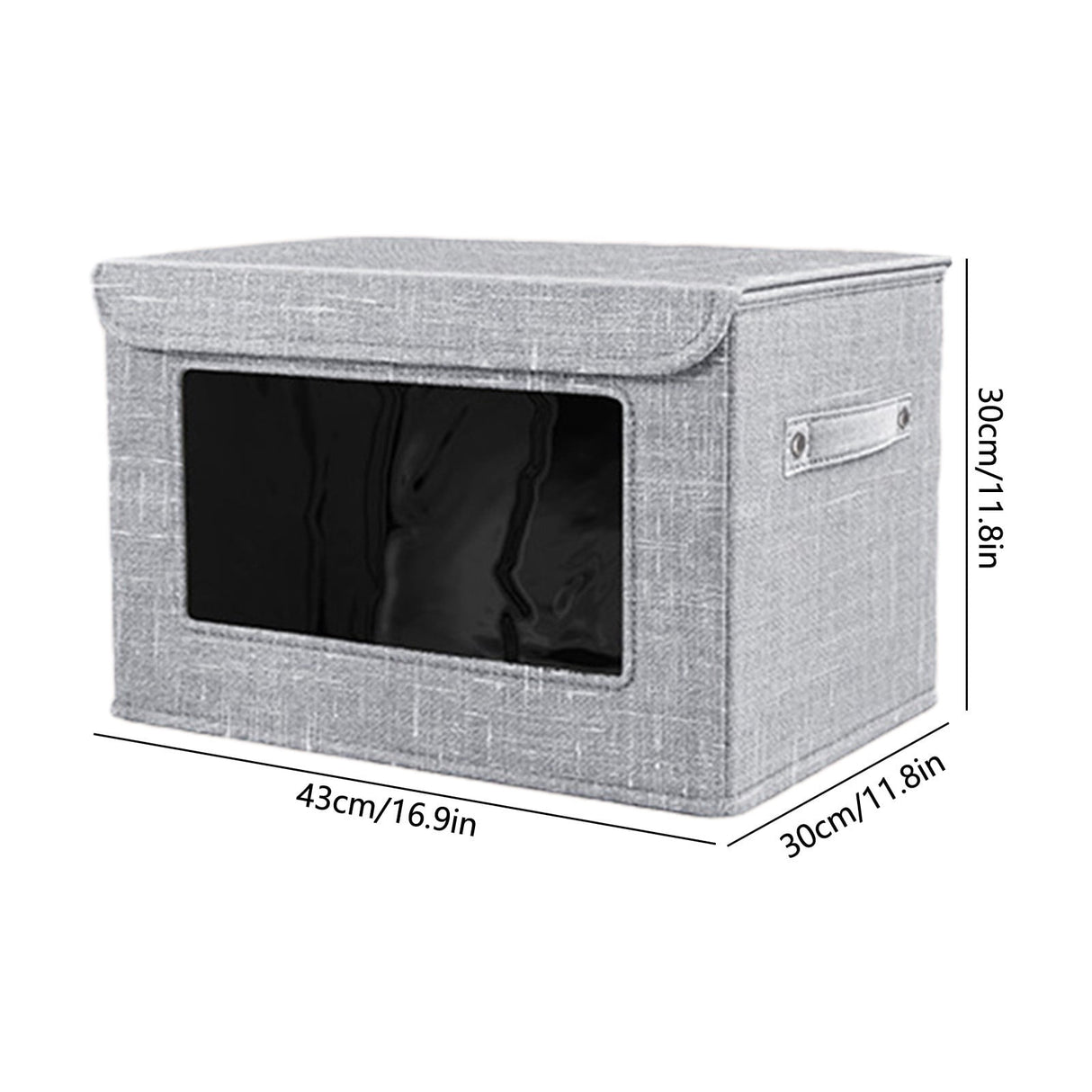 Wzzjkit Clothes Storage Bins, Foldable Storage Bin for Clothes, Clothing Storage Bins with Lid, Linen Storage Box with Clear Window& Zippers& Sturdy Handles L
