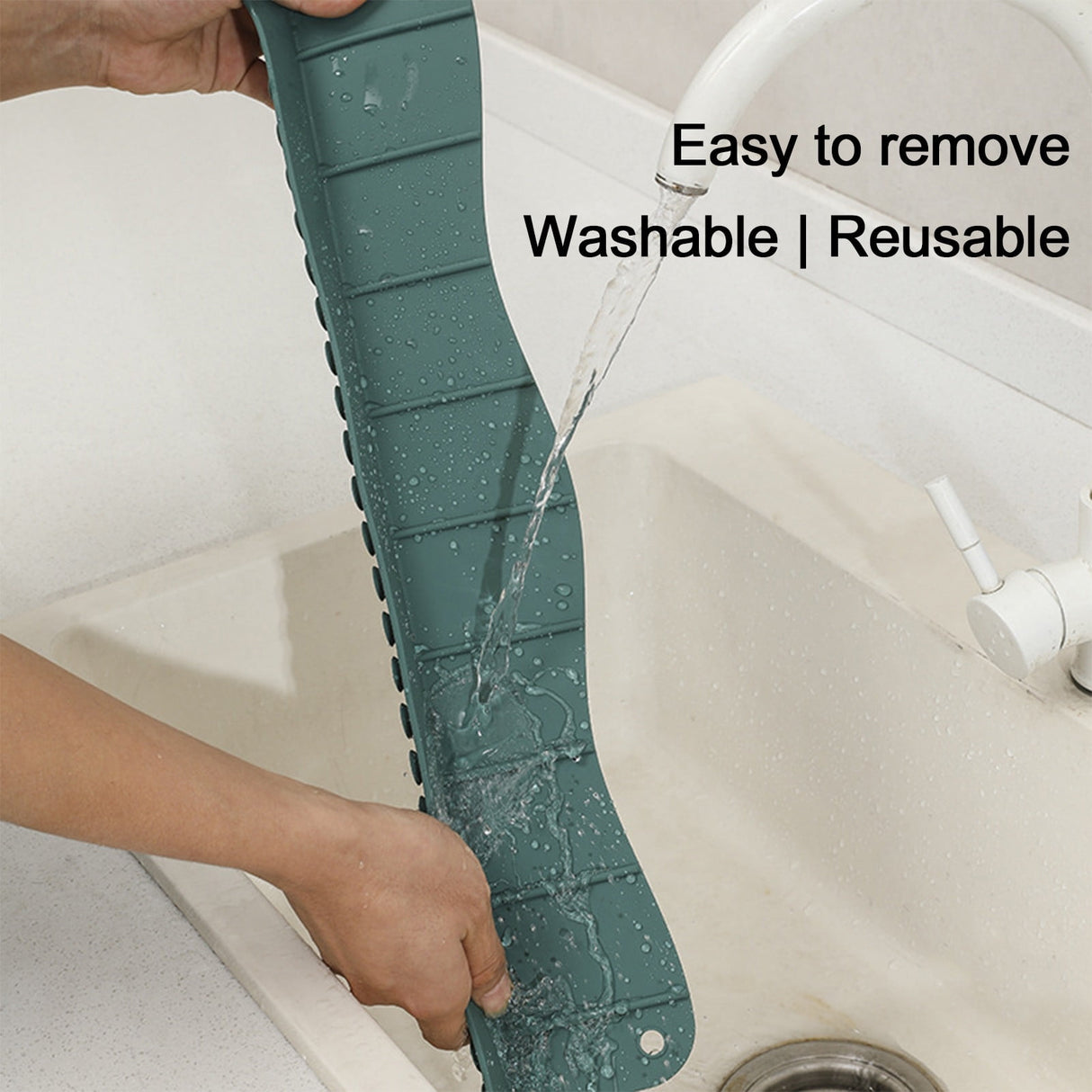 Tyidzon Silicone Sink Splash Guard 19.29X3.54X1.97 Inch Water Splash Guard for Kitchen and Bathroom Kitchen Sink Splash Guard with Suction Cup Green