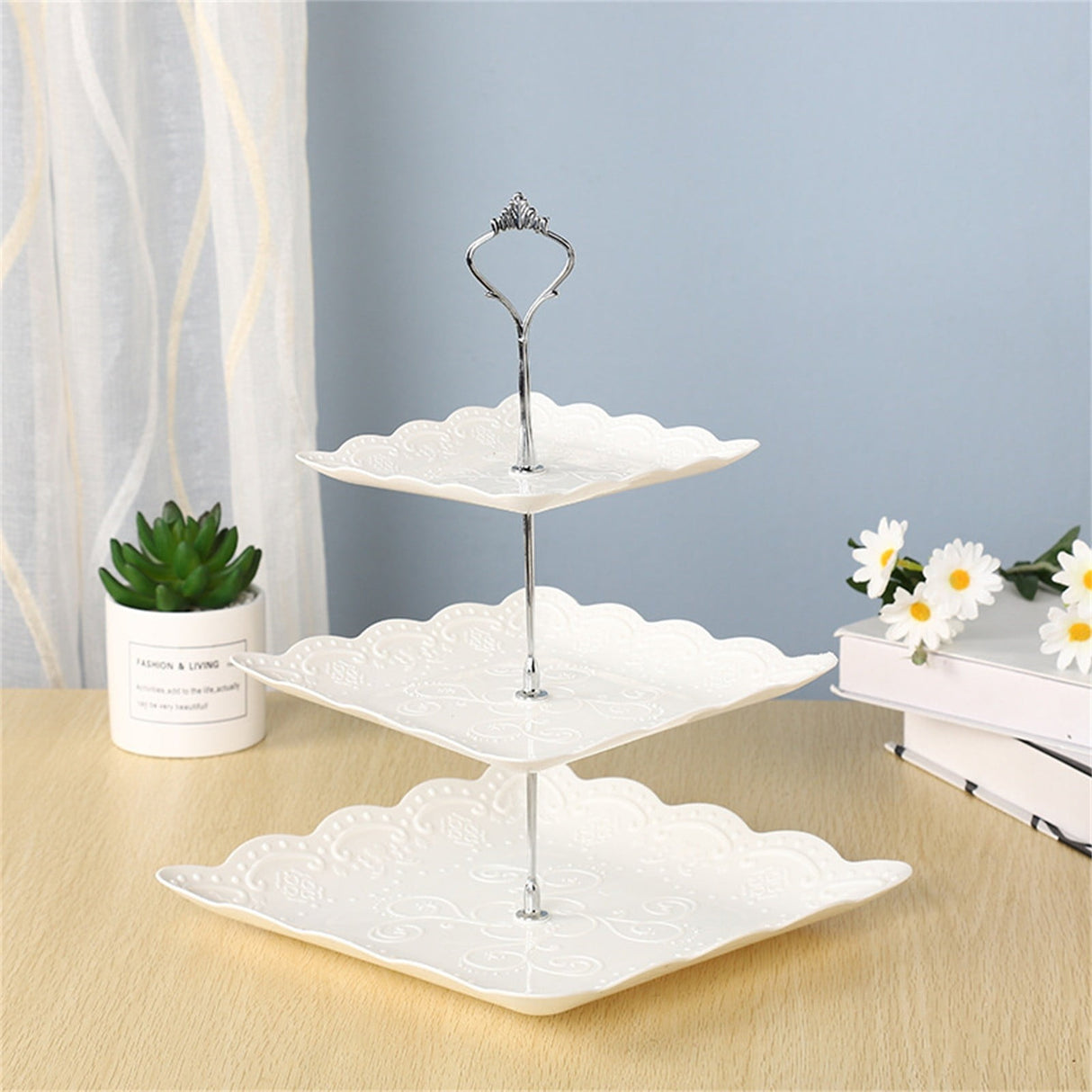 JWDX Cake Stand Clearance! Three-Tier Cake Stand, Three-Tier Fruit Plate, Afternoon Tea Plate H, Cake Stand Fruit Dried Stand Dessert Stand Dessert Fruit Stand Set Plastic Housekeeping & Organizers Z2-H