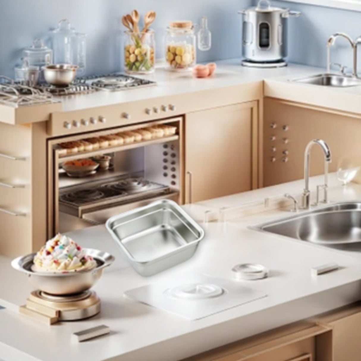 JWDX Closure Bags and Lids and Boxes Clearance, 1Pc Dish Tub for Kitchen Sink Square Stainless Tub with Smooth and Wide Edge Stackable Stable Flat Bottom Multi Purpose Wash Basin As shown