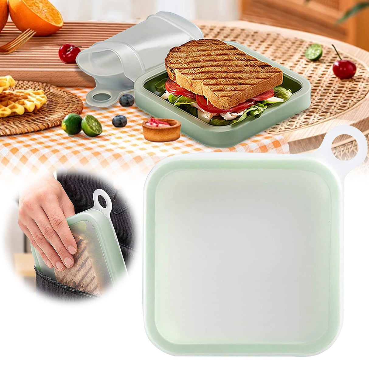 JWDX Food Storage Clearance, Silicone Sandwich Container for Lunch Boxes Food Storage Containers with Lids Meal Prep Reusable Bag Box Microwave Freezer and Dishwasher As shown