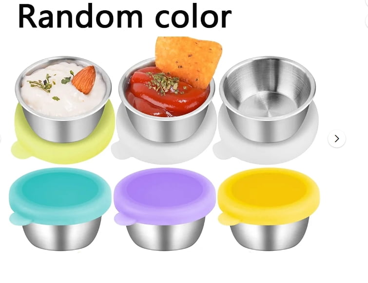JWDX Food Storage Clearance, 6Set of Covered Container Sealed to Hot Pot Dipping Bowl Small Cup Household Items Reusable Stainless Food Container As shown