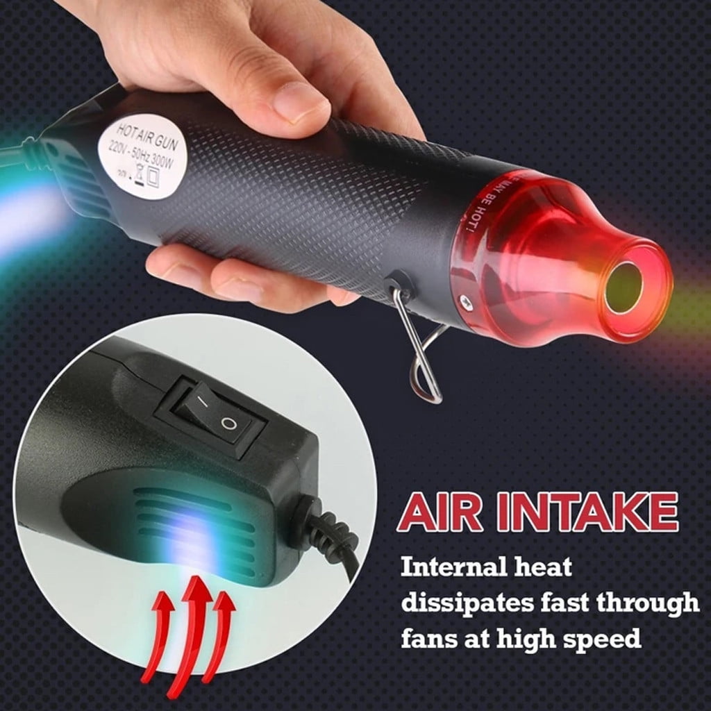 Multifunctional Hot Air Gun 220V Hot Air Gun Black - Flat Plug 1 × Heat Gun Paint Heat Shrink Wrap Tool Tool Crafts Diy Drying Embossing Tools & Home Improvement JWDX One Size Black