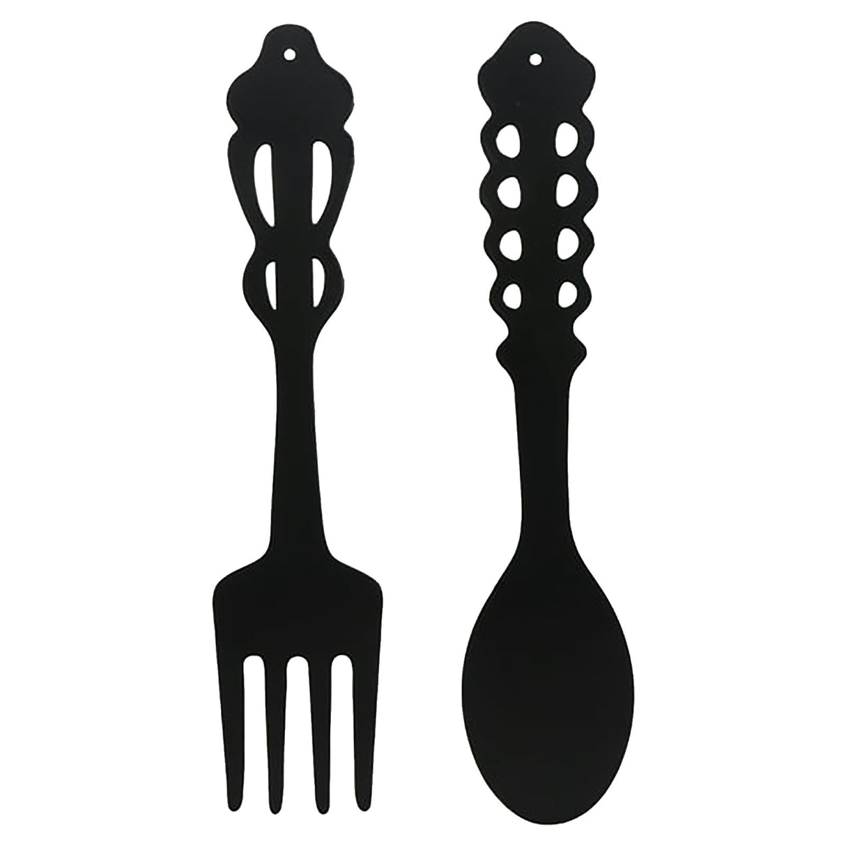 LGCASL Metal Fork Spoon Wall Decor Hanging Sculpture Farmhouse Wall Decor for Kitchen, Two-Piece Wall Sticker Set Wrought iron wall decoration Black