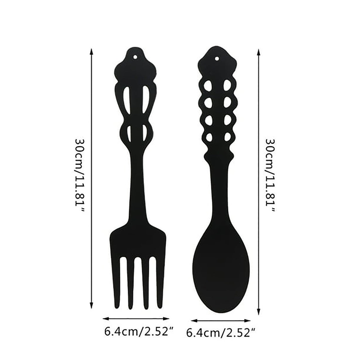 LGCASL Metal Fork Spoon Wall Decor Hanging Sculpture Farmhouse Wall Decor for Kitchen, Two-Piece Wall Sticker Set Wrought iron wall decoration Black