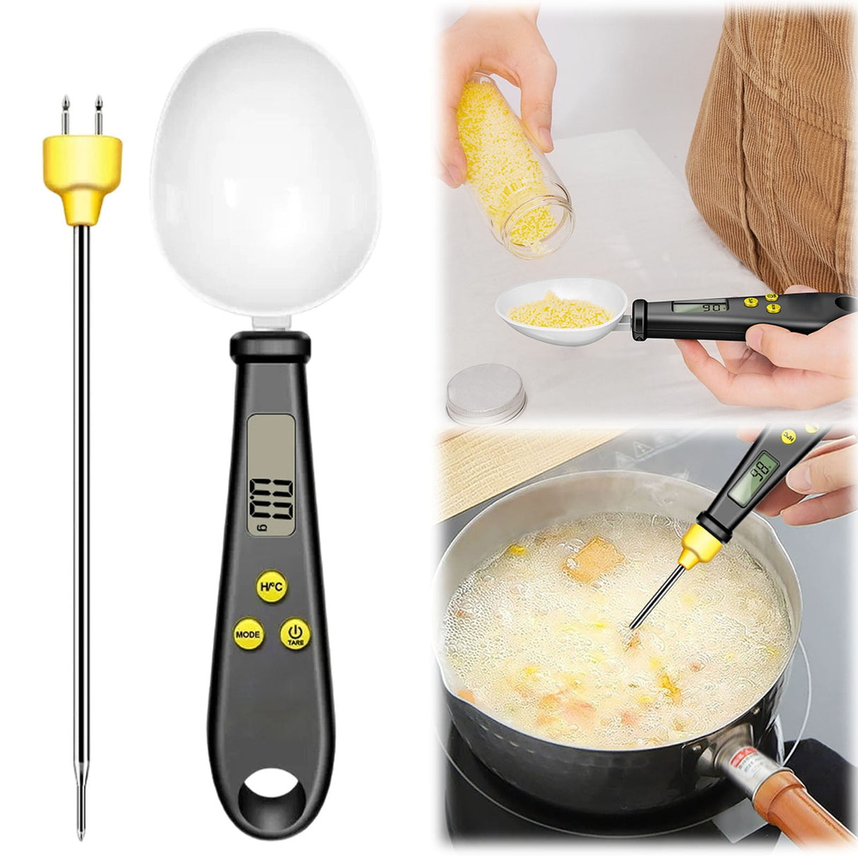 LGCASL Clearance! 2 in 1 Electronic Kitchen Scale 2 in 1 Electronic Kitchen Scale Lcd Digital Measuring Flour Digital Spoon Scale Kitchen Tool Forfood- One Size White