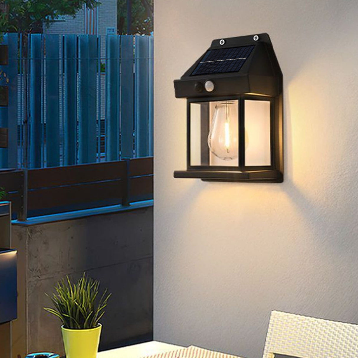 LGCASL Outdoor Courtyard Wall Lamp Wall Lights Outdoor Dusk to Dawn Motion Lights Outdoor 3 Lighting Wall Mount Light Sconces for Outside Patio Fence Yard Garage Black