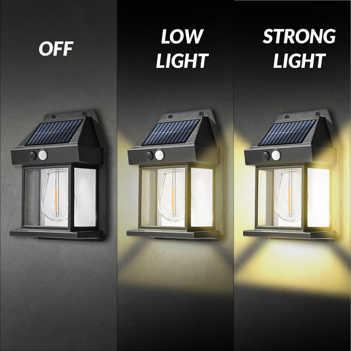 LGCASL Outdoor Courtyard Wall Lamp Wall Lights Outdoor Dusk to Dawn Motion Lights Outdoor 3 Lighting Wall Mount Light Sconces for Outside Patio Fence Yard Garage Black
