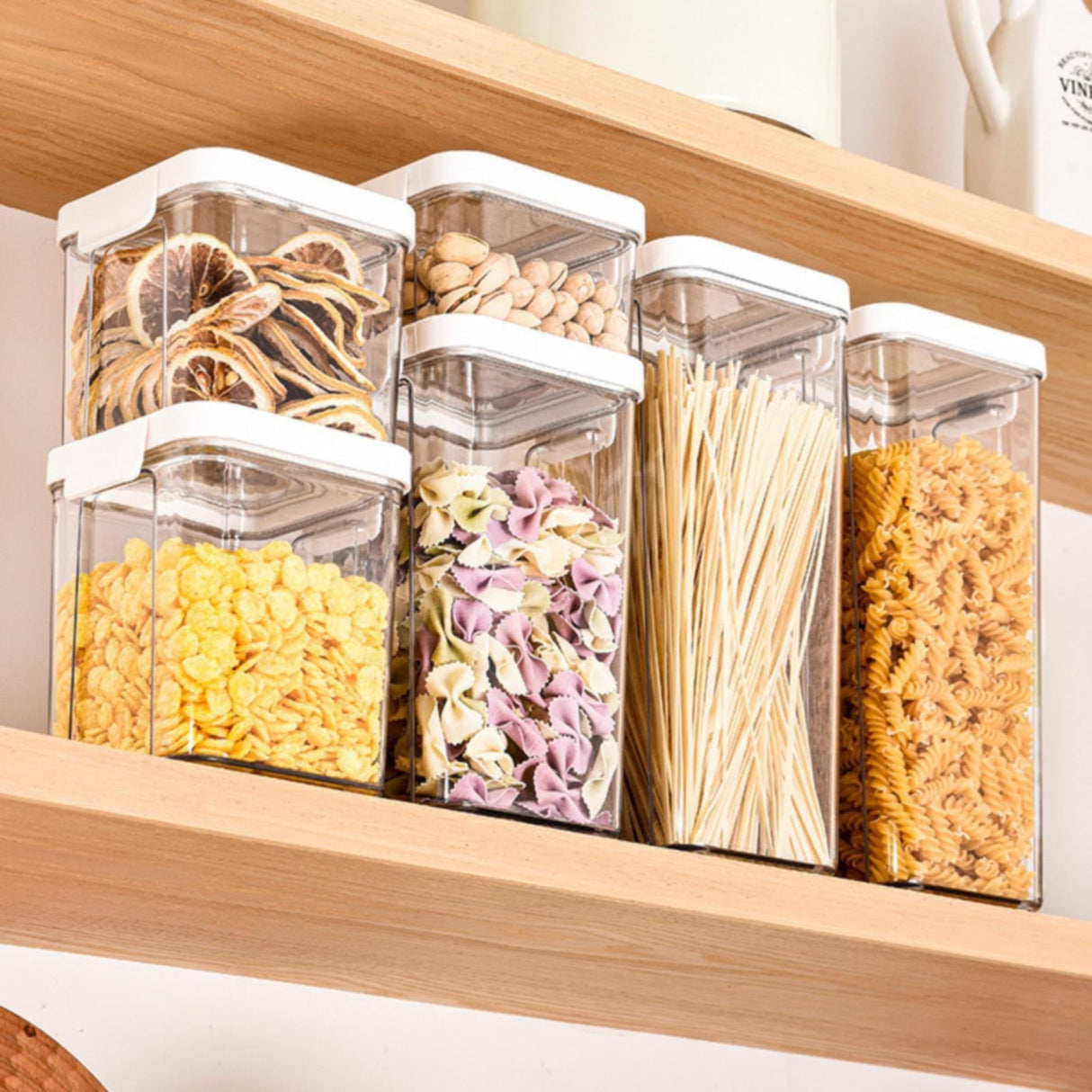 JWDX Storage Container, Airtight Cereal Containers Storage Sealed Cans for Grains and Miscellaneous Grains Transparent Plastic Kitchen Food Grade Nut and Oat Storage Cans Kitchen B