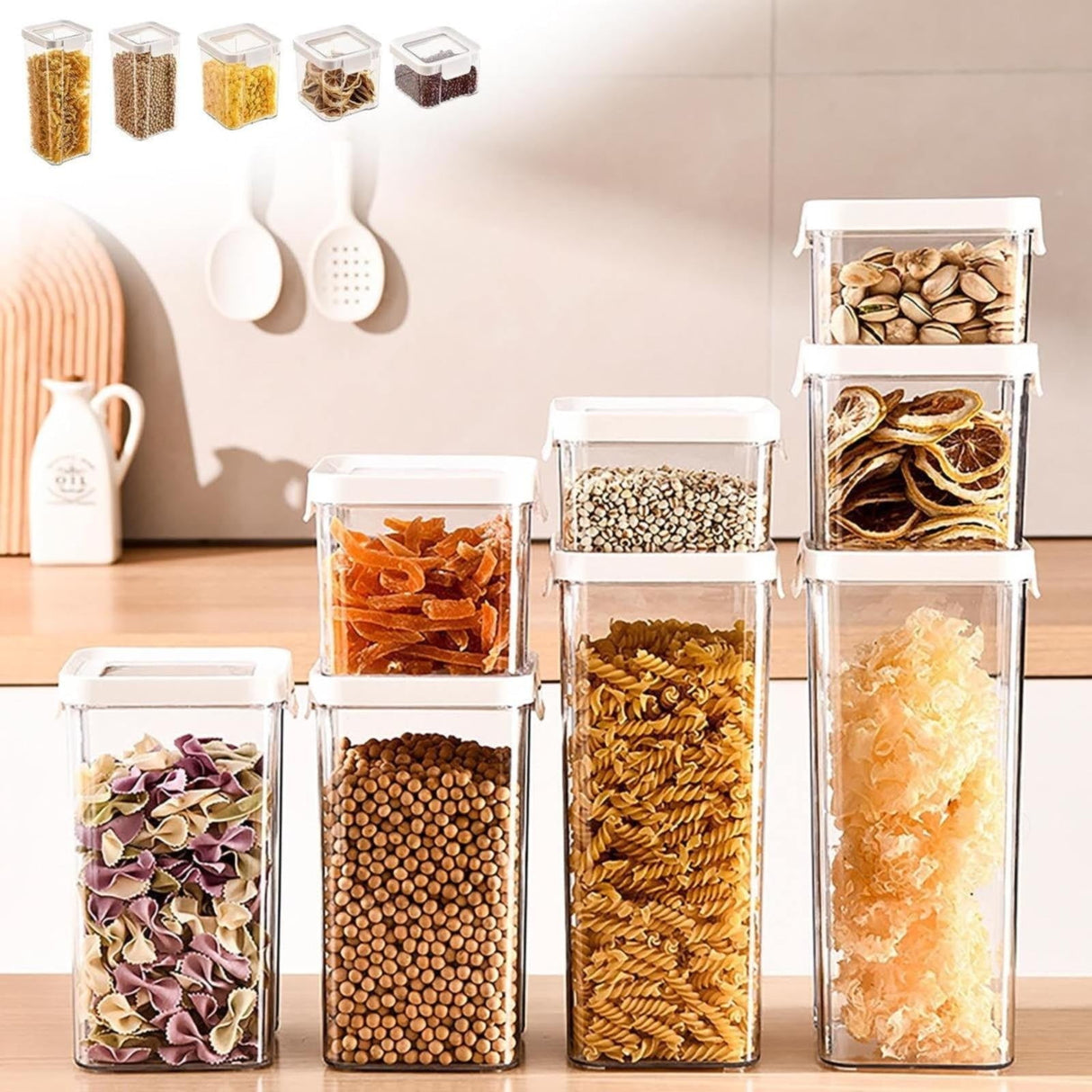 JWDX Storage Container, Airtight Cereal Containers Storage Sealed Cans for Grains and Miscellaneous Grains Transparent Plastic Kitchen Food Grade Nut and Oat Storage Cans Kitchen B