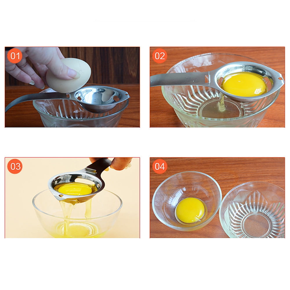 JWDX Bakeware Clearance! Kitchen Silver Egg Yolk Steel Tool Separator White Stainless Gadget Cooking Kitchen,Dining & Bar, Kitchen Fork Promotion Include 1X Egg White Separator Silver